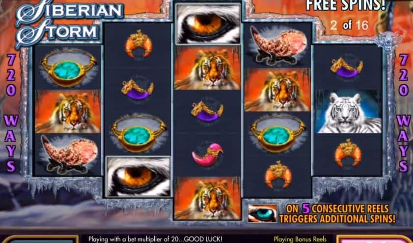 bonus spins and Free Spins on Siberian Storm
