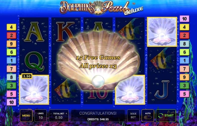 bonus spins and Free Spins on Dolphins Pearl Deluxe